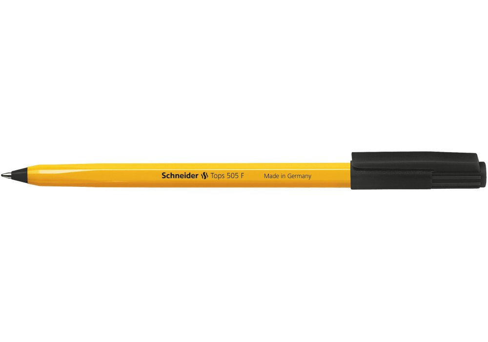 Ручка Schneider 505 кулькова F Tops 0,5 мм корпус жовтий, чорна S150501