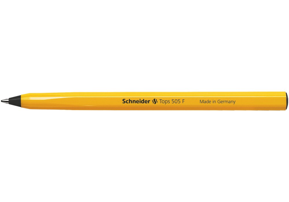 Ручка Schneider 505 кулькова F Tops 0,5 мм корпус жовтий, чорна S150501. Фото 2
