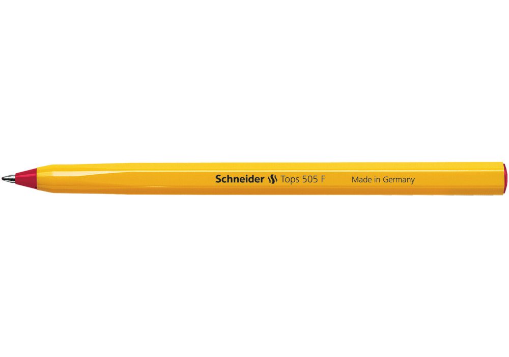 Ручка Schneider 505 кулькова F Tops 0,5 мм корпус жовтий, червона S150502. Фото 2