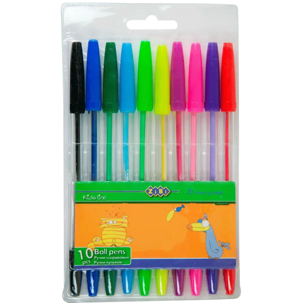 Набір з 10 кулькових ручок ZiBi KIDS Line ZB.2012