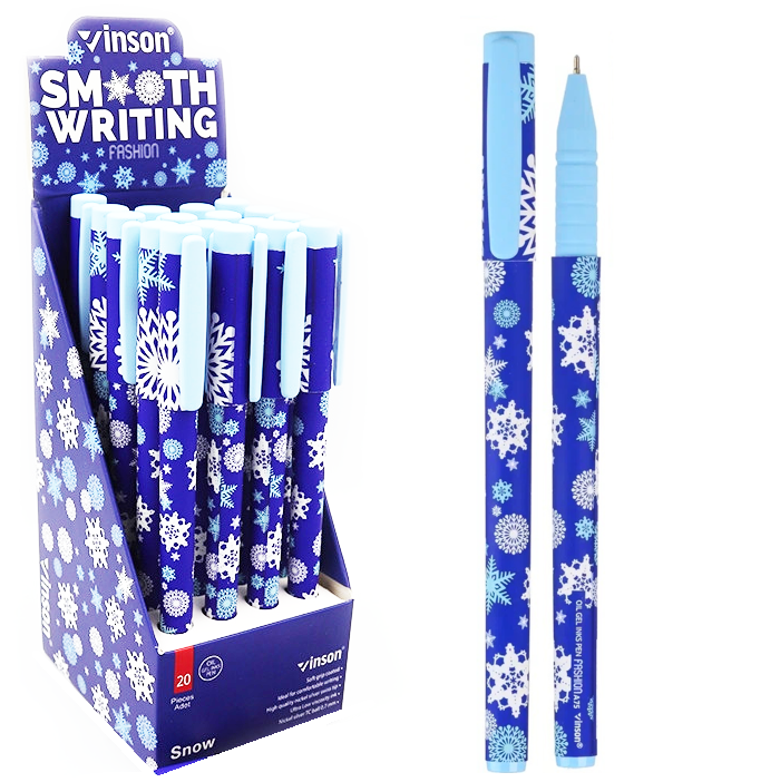 Ручка масляна VINSON Snow синя A75 (20 шт)