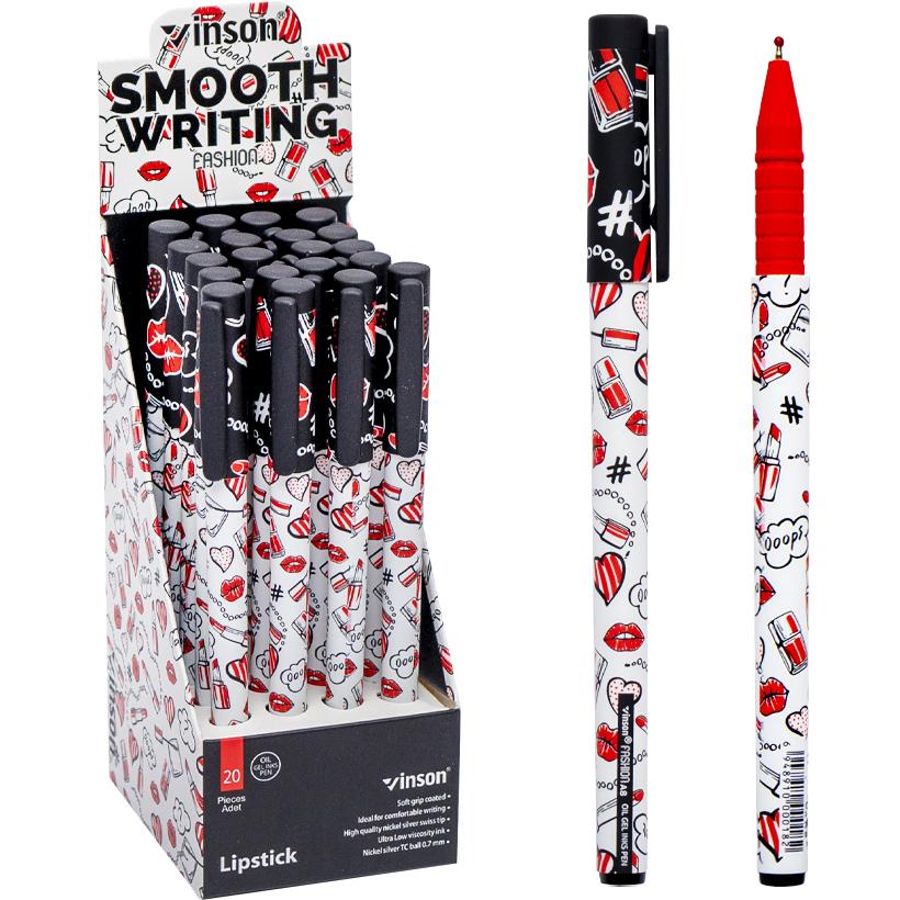 Ручка масляна VINSON Lipstick синя A8 (20 шт)