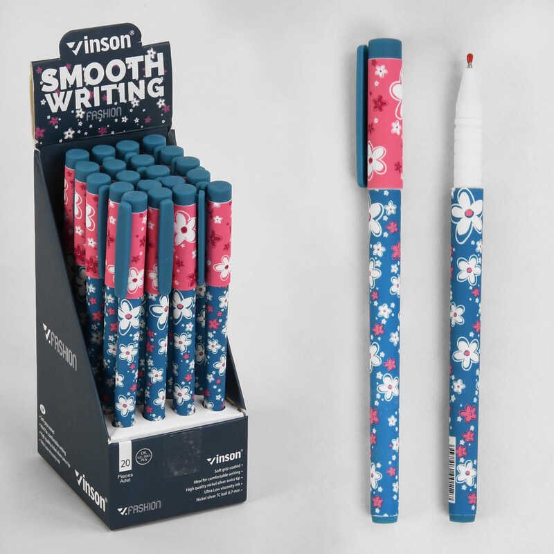 Ручка масляна VINSON Flower синя A72 (20 шт)
