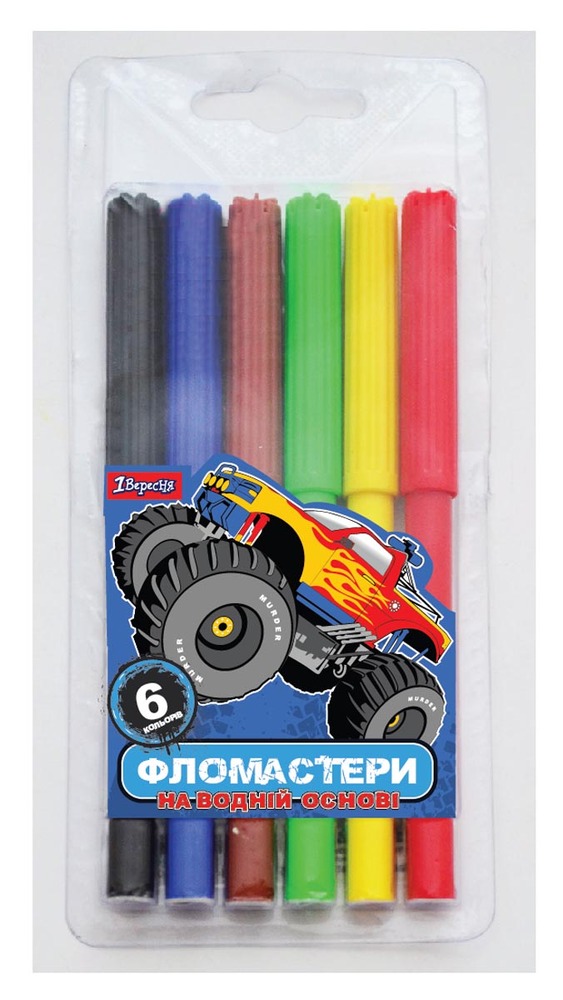 Фломастери YES 6 кольорів Monster Truck 650454