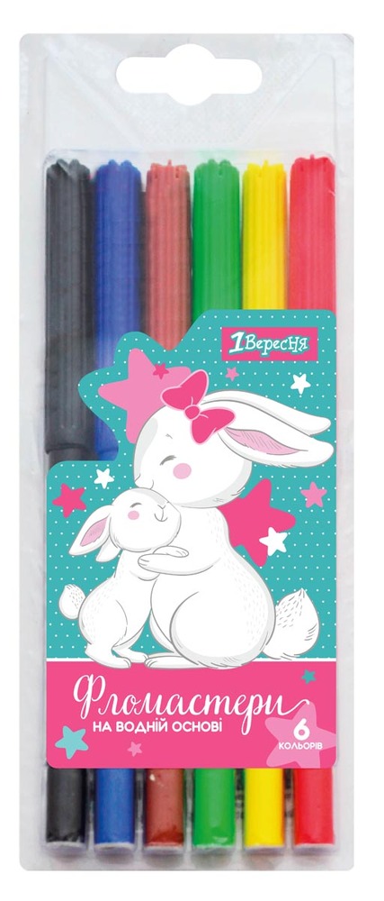 Фломастери YES 6 кольорів Bunny 650453