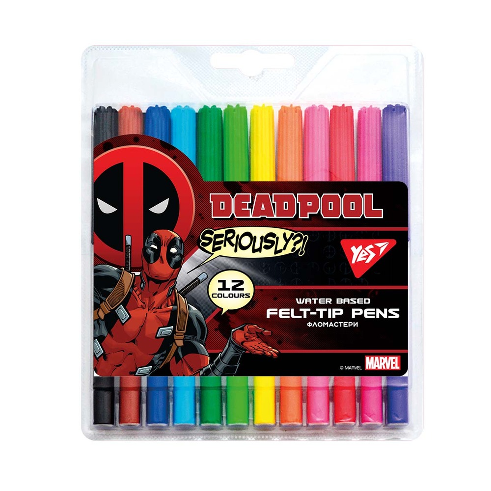 Фломастери YES 12 кольорів Marvel.Deadpool 650477