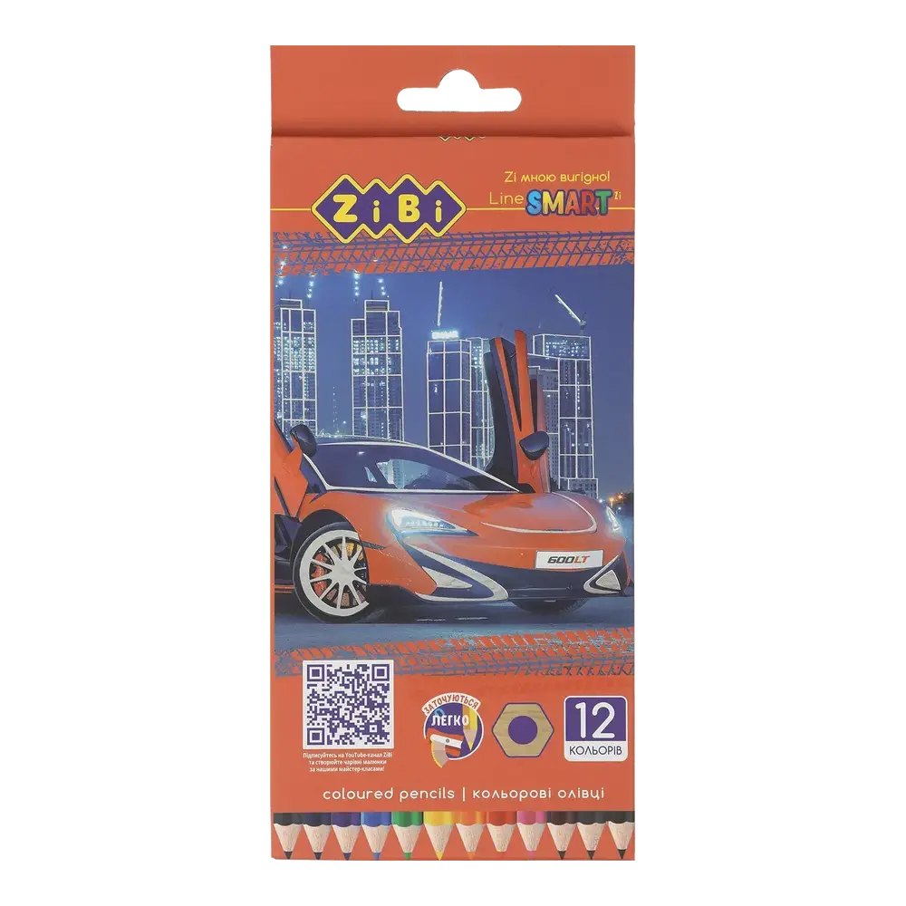 Олівці кольорові ZiBi SMART Line Car 12 кольорів ZB.2446