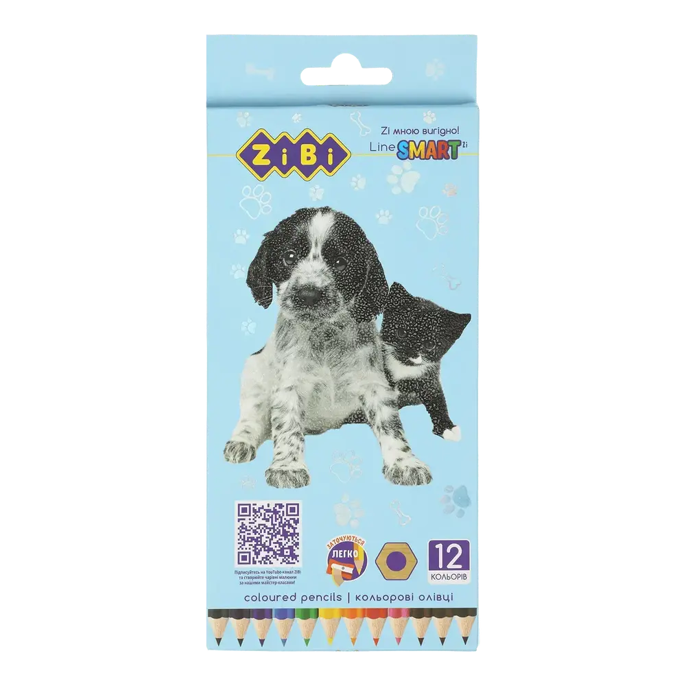 Олівці кольорові ZiBi SMART Line Dogs and cats 12 кольорів ZB.2427