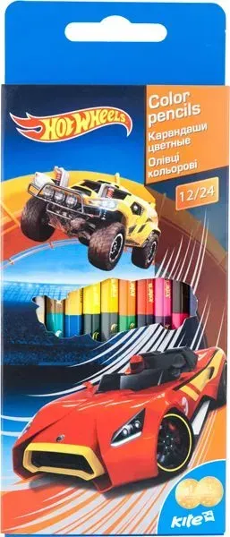 Олівці кольорові двосторонні Kite Hot Wheels HW16-054, 12 шт