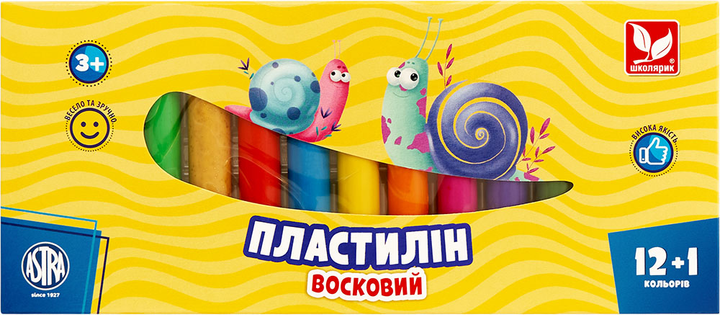 Пластилін Школярик круглий 12+1 кольорів 303115007-UA