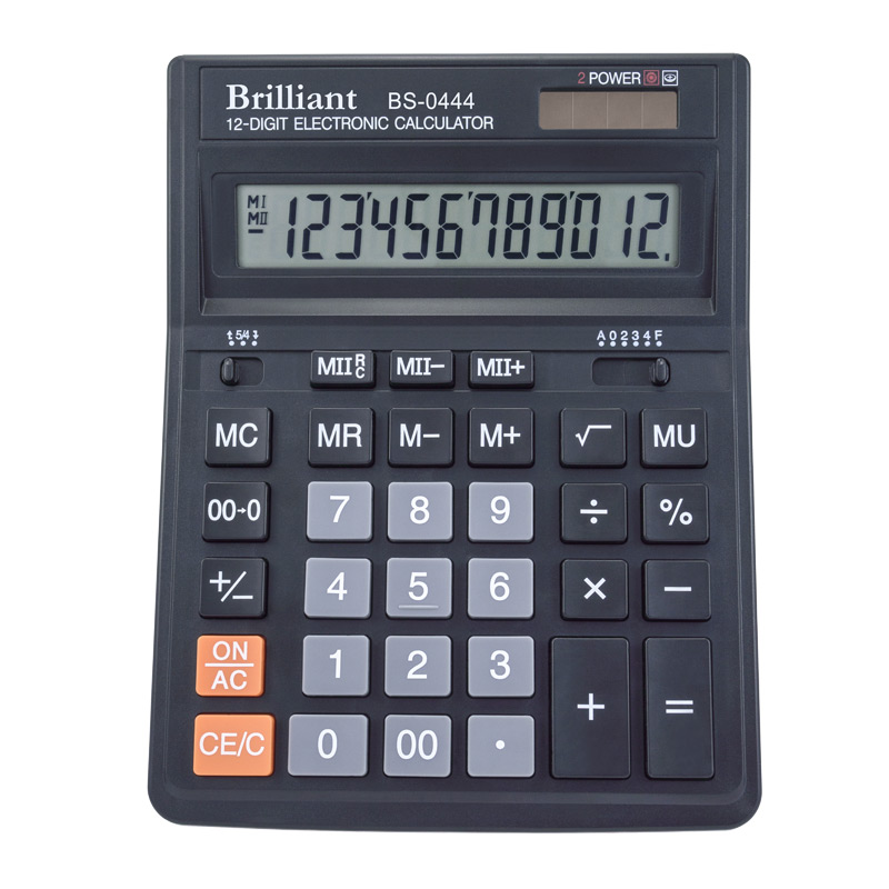 Калькулятор Brilliant 12 розрядів, чорний BS-0444