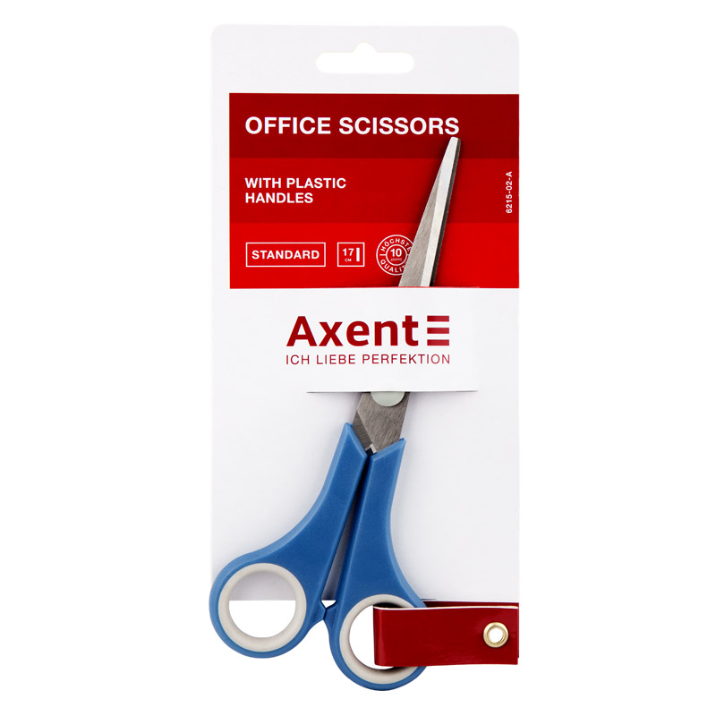 Ножиці Axent Standard 6215-02-A, 17 см, з пластиковими ручками, сині