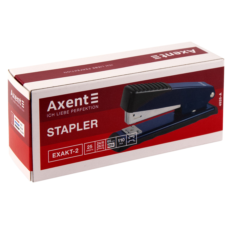 Степлер канцелярський №24/6 Axent Exakt-2 4926-01-A 25 аркушів чорний. Фото 4