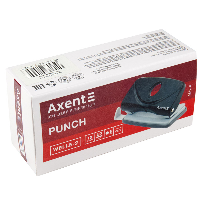 Діркопробивач для паперу Axent Welle-2 пластиковий, 10 аркушів, чорний 3810-01-A. Фото 5