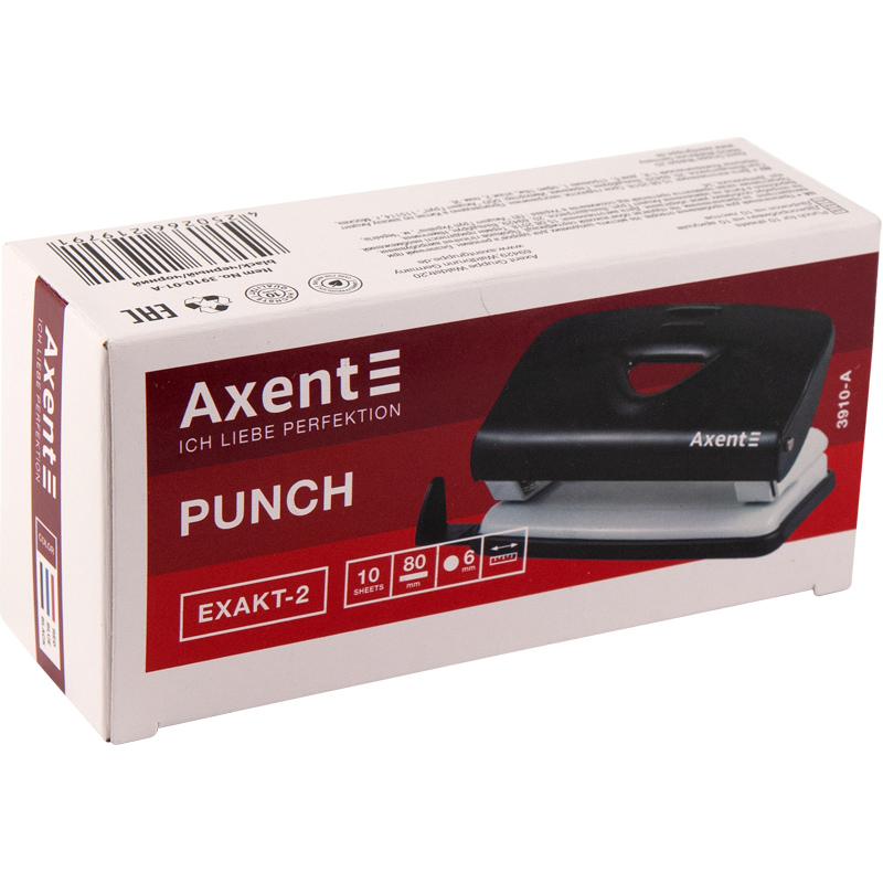 Діркопробивач для паперу Axent Exact-2 металевий, 10 аркушів, червоний 3910-06-A. Фото 5