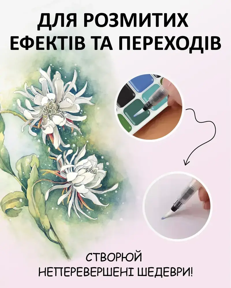 Пензель Zibi нейлон круглий з резервуаром для води ZB.6945. Фото 4