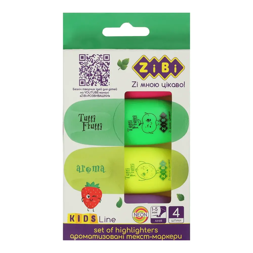 Набір текстових маркерів ароматизовиних 4 шт Tutti-Frutti KIDS Line ZB.2702