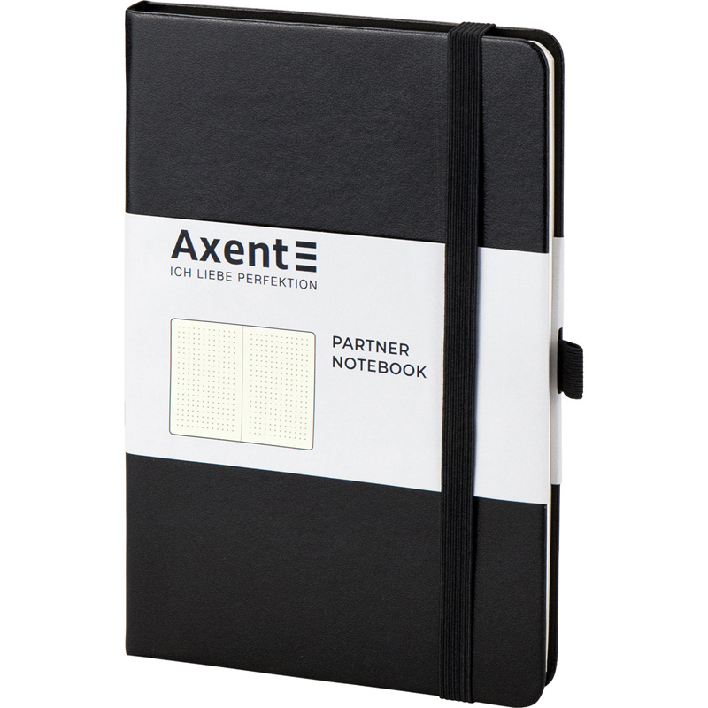 Книга записна Axent Partner 8306-01-A, A5, 125x195 мм, 96 аркушів, крапка, тверда обкладинка, чорна. Фото 2