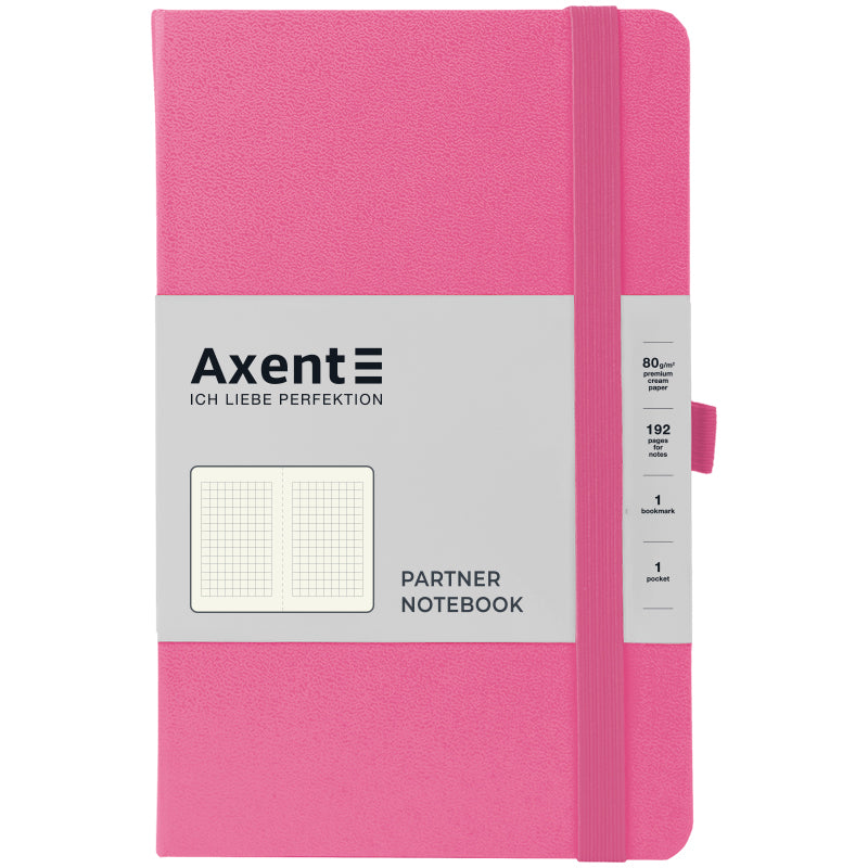 Книга записна Axent Partner 8201-10-A, A5-, 125x195 мм, 96 аркушів, клітинка, рожева