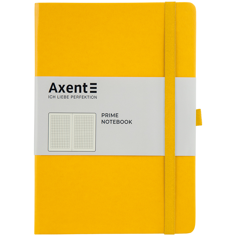 Книга записна Axent Partner Prime 8305-08-A, A5, 145x210 мм, 96 аркушів, клітинка, тверда обкладинка, жовта