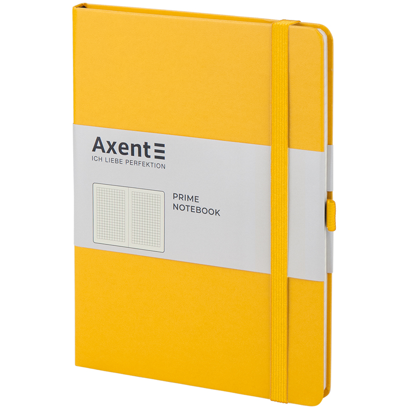 Книга записна Axent Partner Prime 8305-08-A, A5, 145x210 мм, 96 аркушів, клітинка, тверда обкладинка, жовта. Фото 3