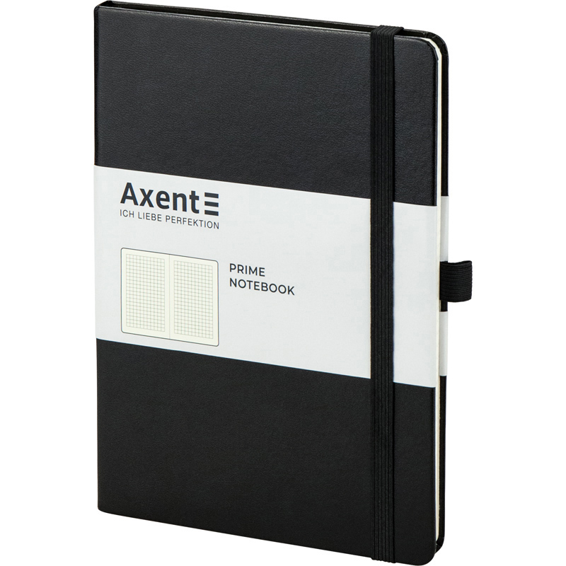 Книга записна Axent Partner Prime 8305-01-A, A5, 145x210 мм, 96 аркушів, клітинка, тверда обкладинка, чорна. Фото 2