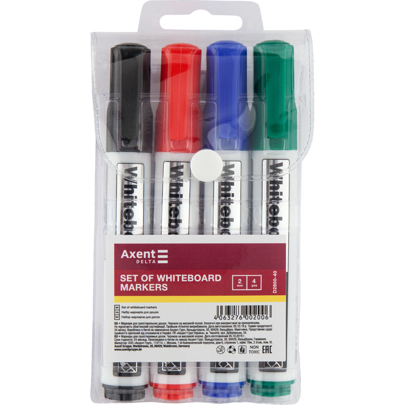 Маркер Axent Delta Whiteboard D2800-40, 2 мм, круглий асорті