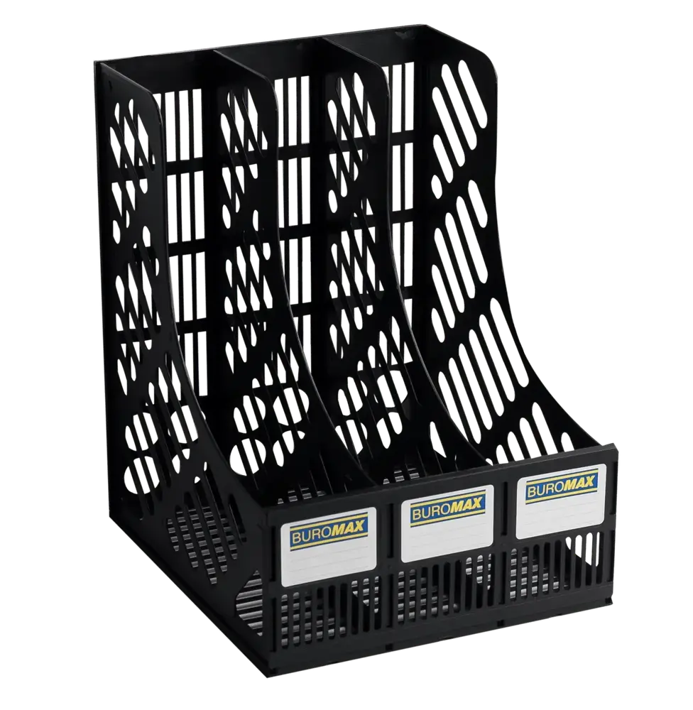Лоток для паперів пластиковий вертикальний 3 в 1 Buromax чорний BM.6100