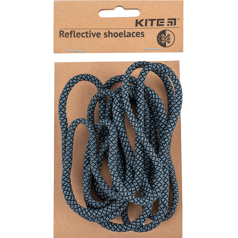 Шнурівки для взуття світловідбиваючі Kite K23-128-5, чорні