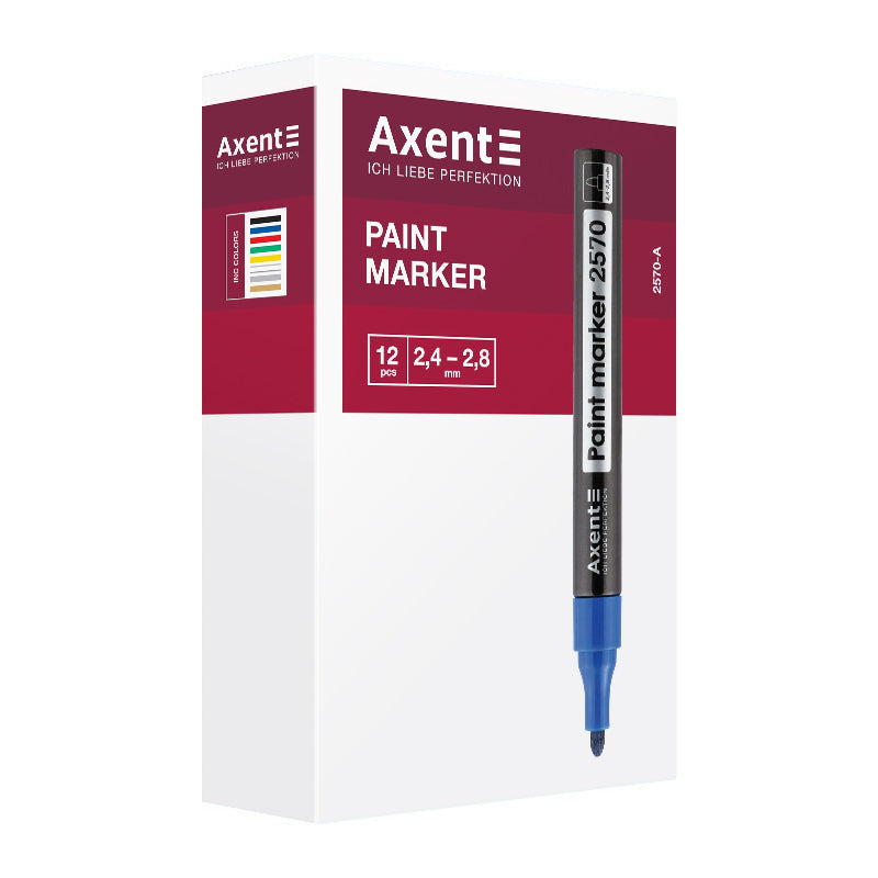 Маркер Axent Paint 2570-01-A, 2.4-2.8 мм, круглий чорний. Фото 2