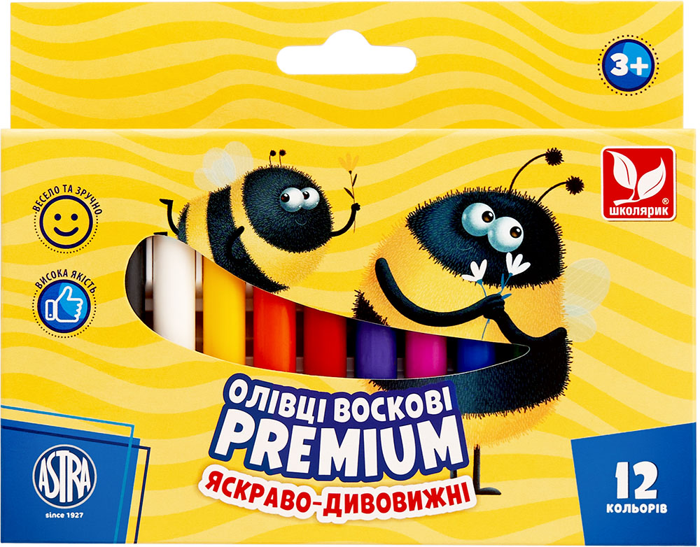 Олівці воскові Школярик Преміум 12 кольорів 316111001-UA