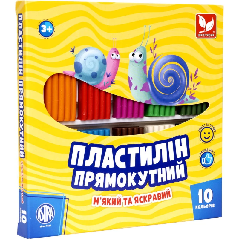 Пластилін Школярик прямокутний 10 кольорів 303116003-UA