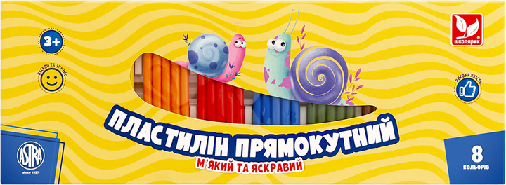 Пластилін Школярик прямокутний 8 кольорів 303116002-UA