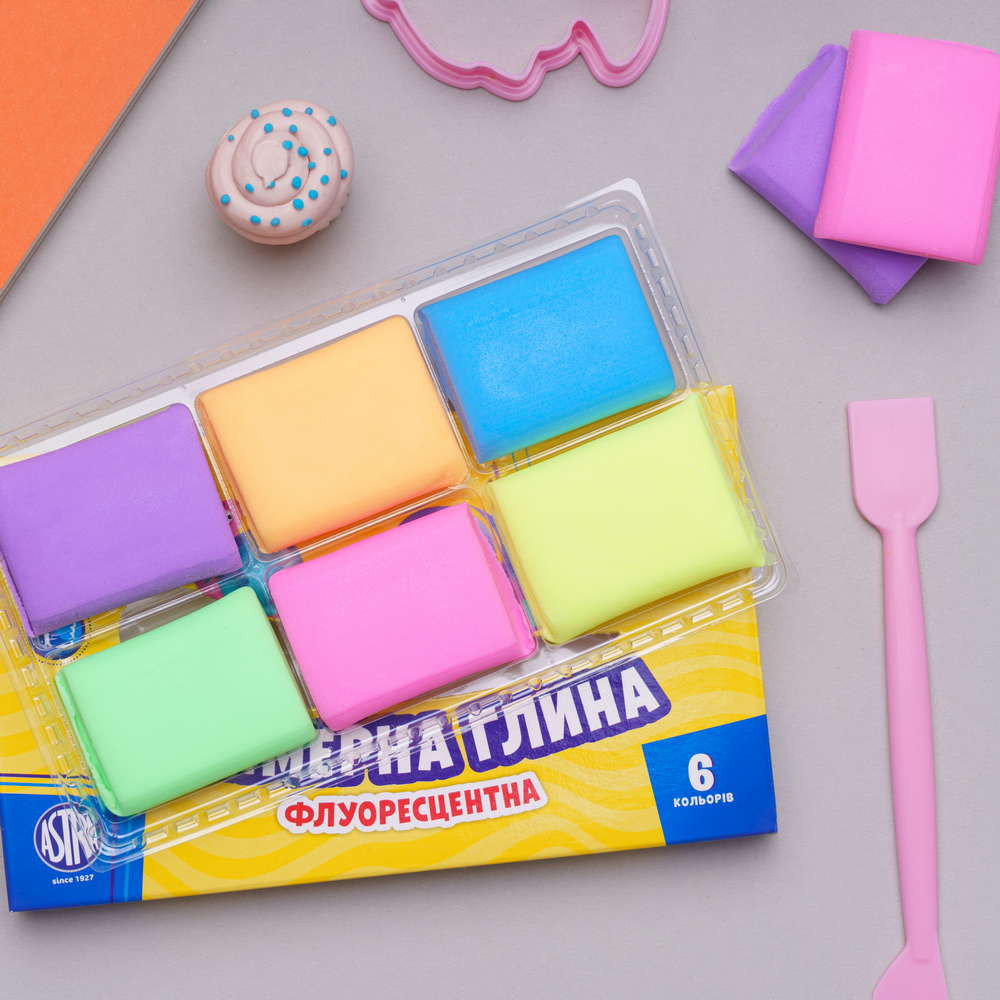 Полімерна глина Школярик флуоресцентна 6 кольорів 83911902-UA. Фото 3