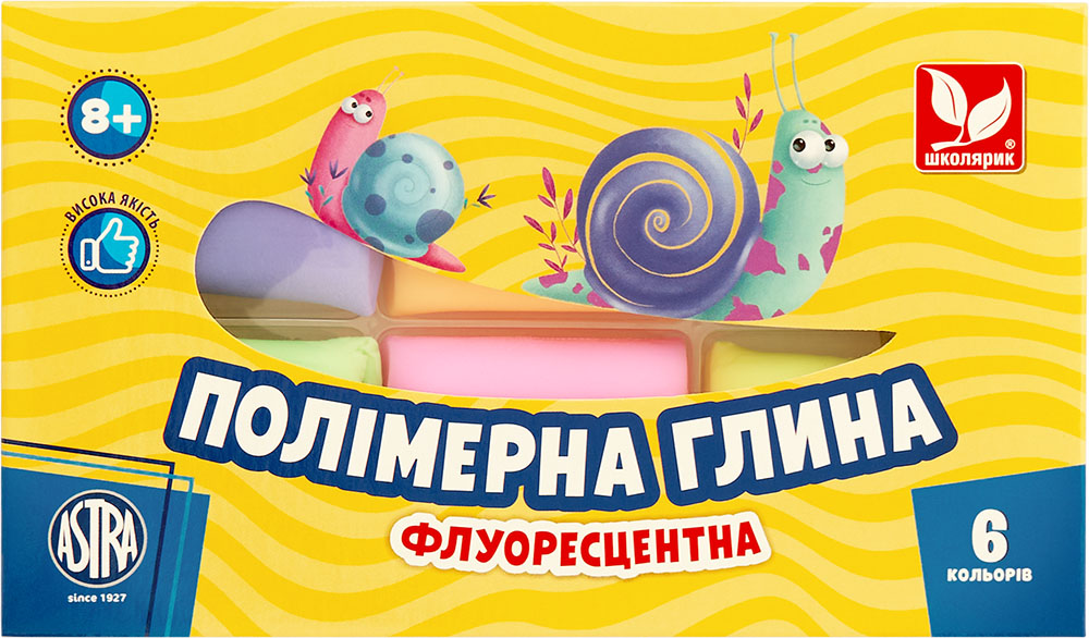 Полімерна глина Школярик флуоресцентна 6 кольорів 83911902-UA