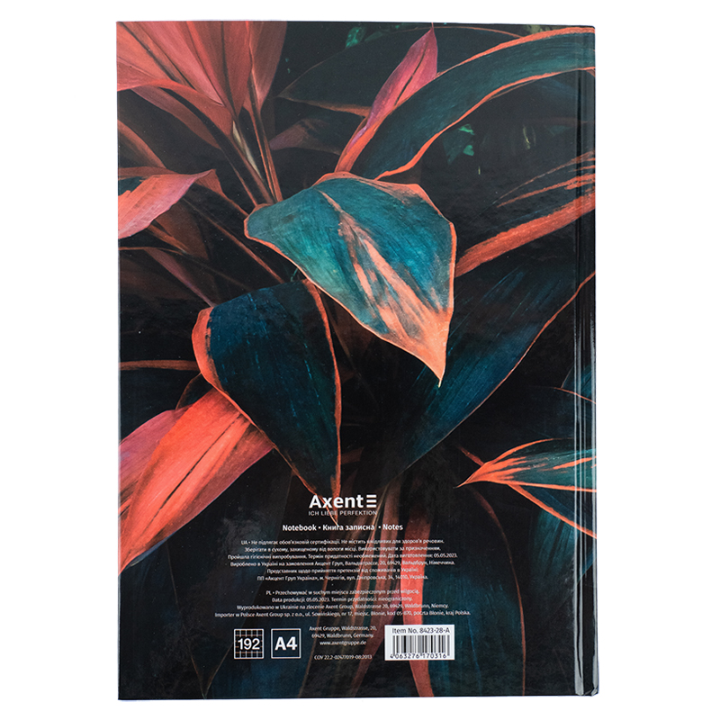 Книга записна Axent Flora А4, 192 аркуша, клітинка, помаранчева 8423-28-A. Фото 4