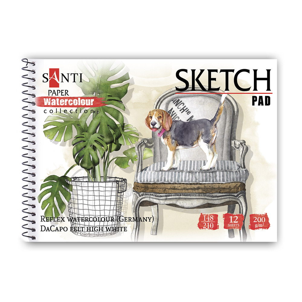 Альбом для акварелі SANTI Animals А5 Paper Watercolour Collection 12 аркушів 130514