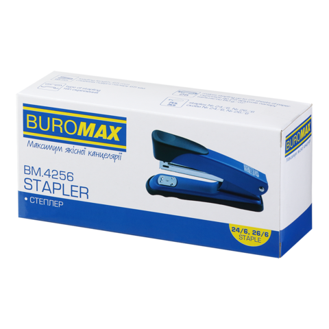 Степлер Buromax BM.4256-05 пластиковий  25 аркушів червоний	. Фото 5