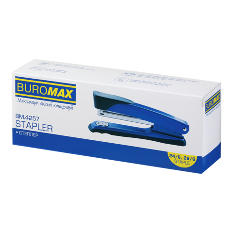 Степлер Buromax BM.4257-05 металевий  30 аркушів червоний	. Фото 5