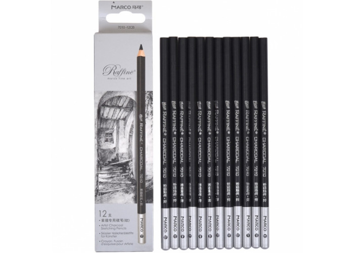 Олівці Marco Raffine вугільні(soft) Pierre Noir 12 штук круглі 7010 -12CB 