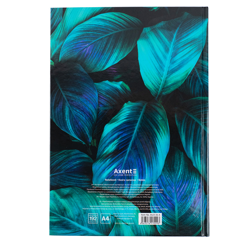 Книга записна Axent Flora А4, 192 аркуша, клітинка, зелена  8423-26-A. Фото 4