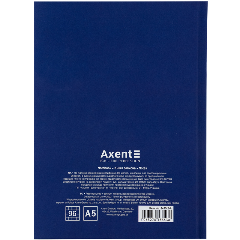 Книга записна Axent UA Вільна 8455-2-A, А5, 96 аркушів, клітинка, тверда обкладинка. Фото 5