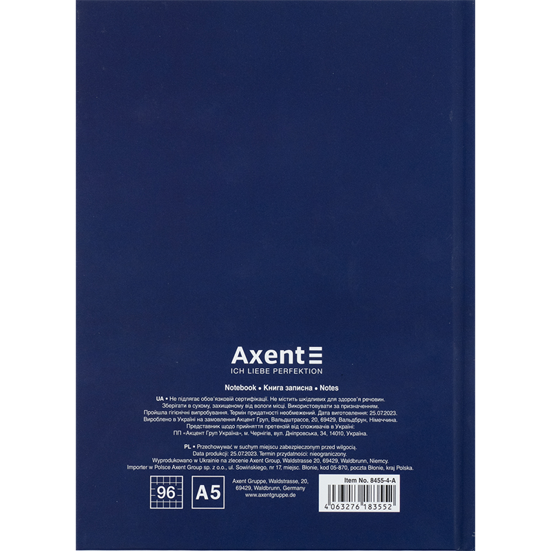 Книга записна Axent UA Єдина 8455-4-A, А5, 96 аркушів, клітинка, тверда обкладинка. Фото 5