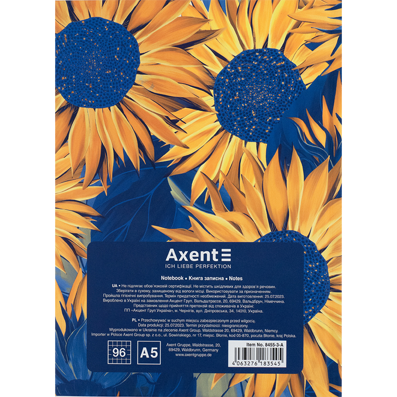 Книга записна Axent UA Ї 8455-3-A, А5, 96 аркушів, клітинка, тверда обкладинка. Фото 5