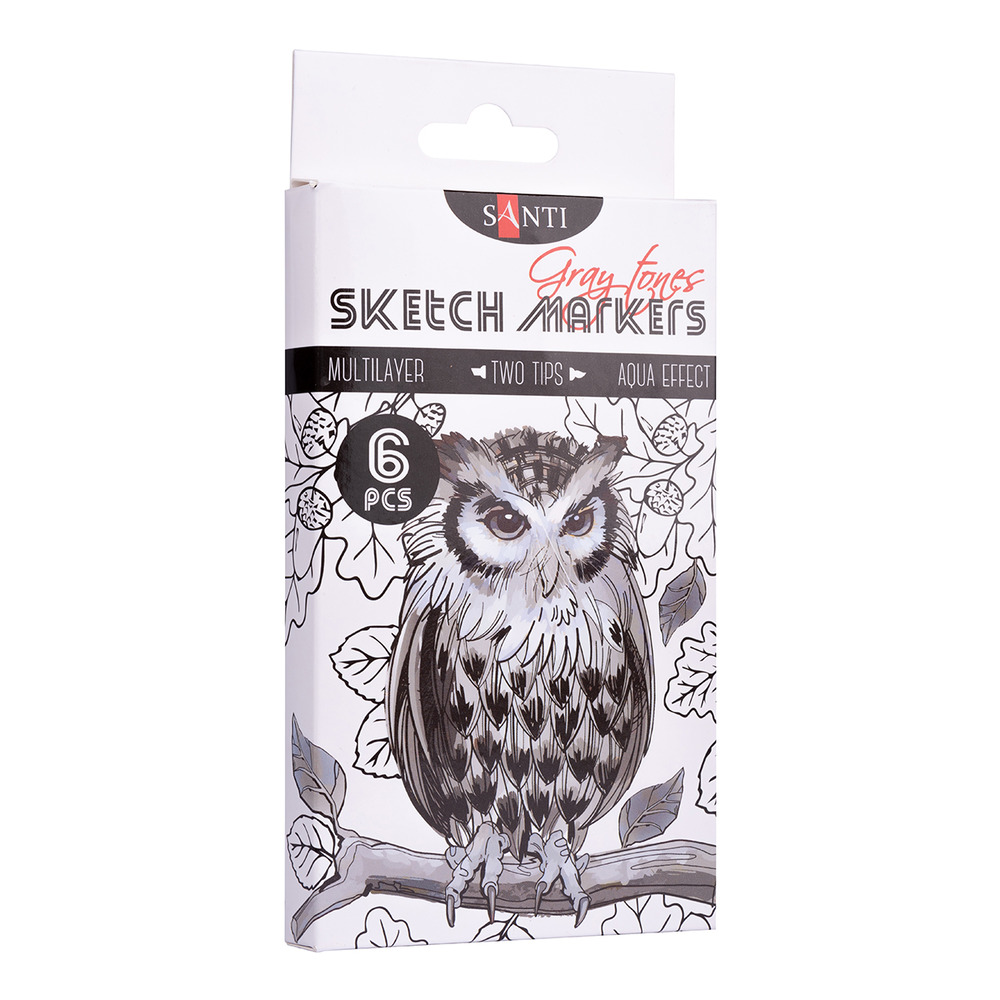 Набір маркерів SANTI sketch "Gray tones" 6 шт 390544