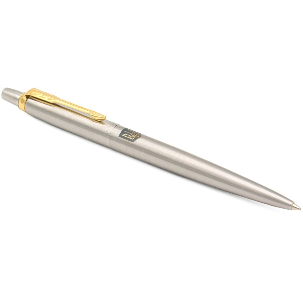 Ручка Parker Jotter Ukraine сталь з позолотою кулькова Герб України синьо-жовтий 16032_T005c. Фото 2