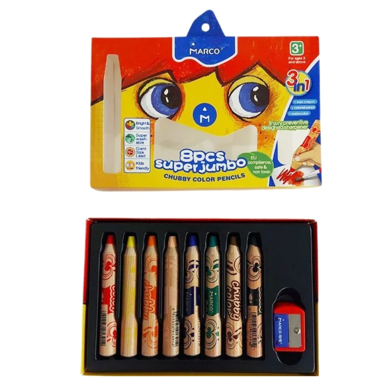Олівці кольорові Marco Chubby color 8 кольорів Jumbo акварельні 1800-8CB. Фото 2