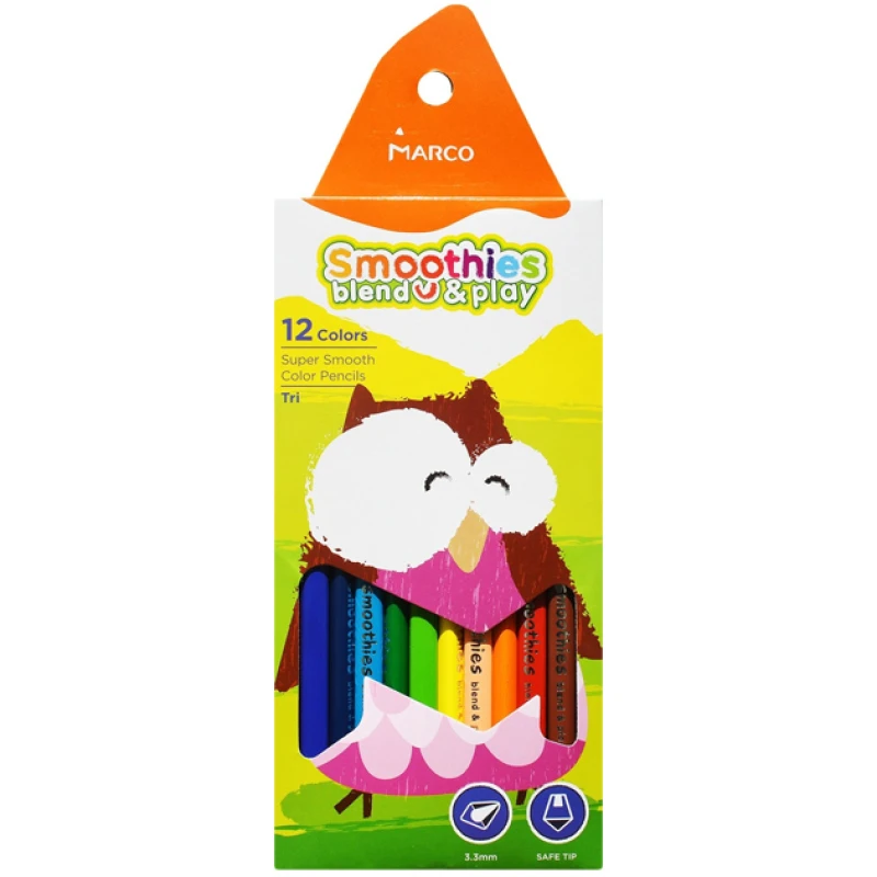 Олівці кольорові трикутні Marco Smoothies 12 кольорів 2150-12CB