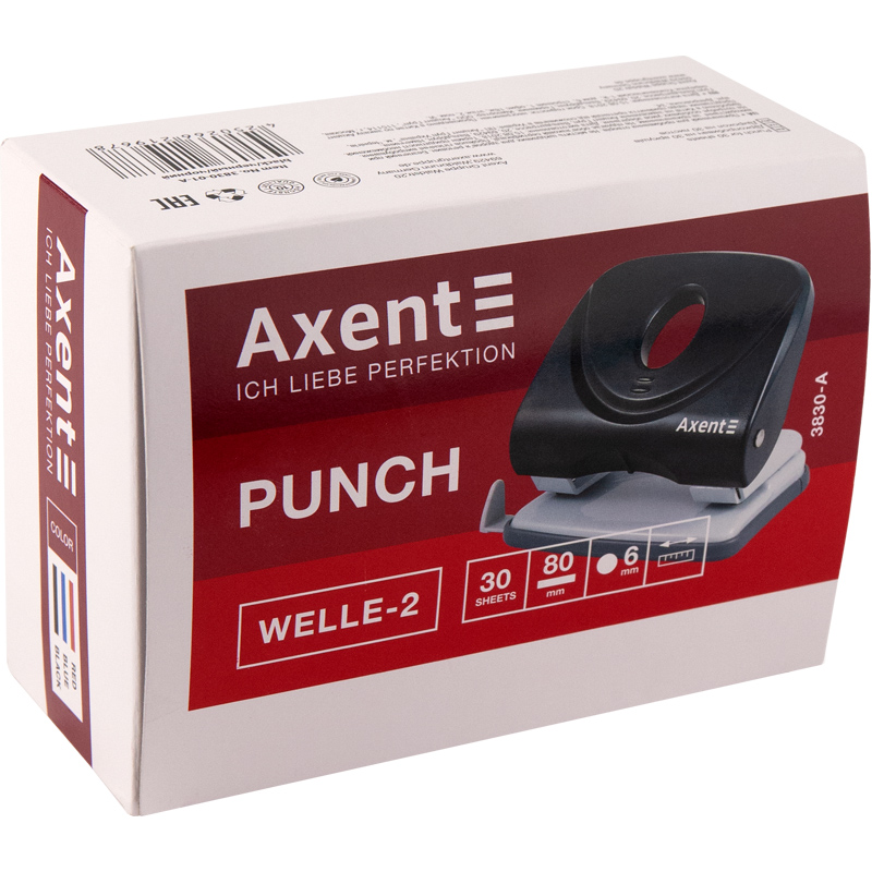 Діркопробивач для паперу Axent Welle-2 пластиковий, 30 аркушів, чорний 3830-01-A. Фото 5