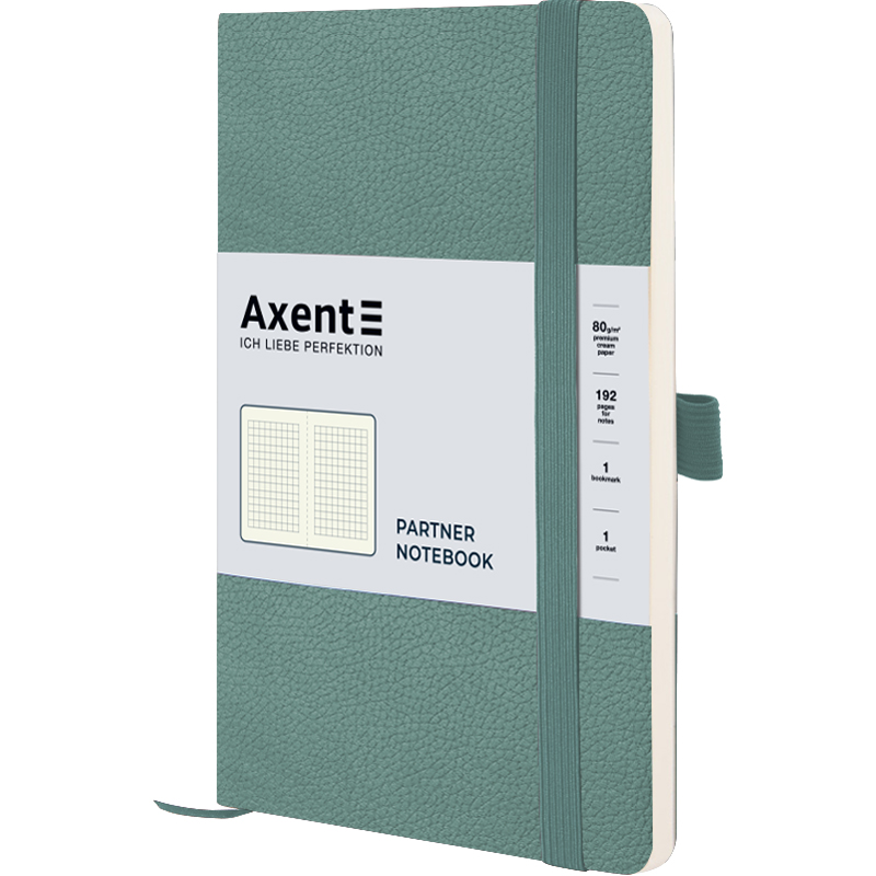 Книга записна Axent Partner Soft Skin 8616-48-A, A5-, 125x195 мм, 96 аркушів, клітинка, гнучка обкладинка, сіро-лазурна